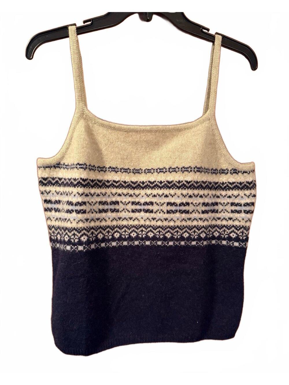 Women's Fair Isle lambswool Knit Tank Top Sz L boho layer